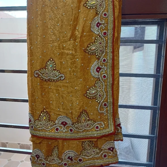 Silk shiny embroidery saree - Picture 5 of 5